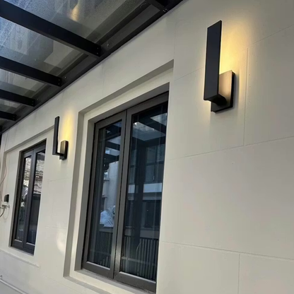 Permanent Outdoor House Lights with Layered Architectural Profile - Modern Sconce