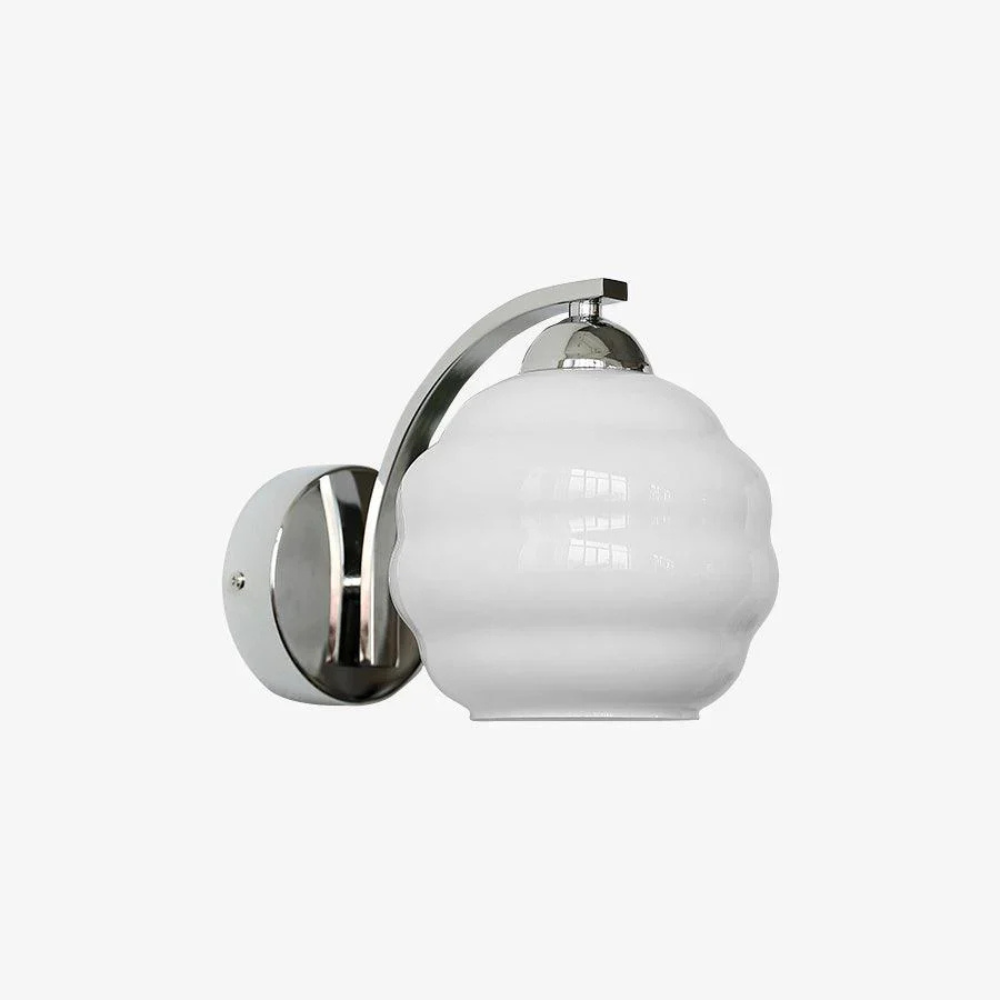 Wall Sconce with Ribbed Glass Globe - Modern Mid Century Gold