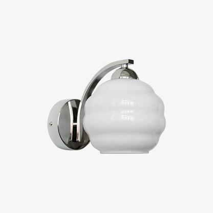 Wall Sconce with Ribbed Glass Globe - Modern Mid Century Gold