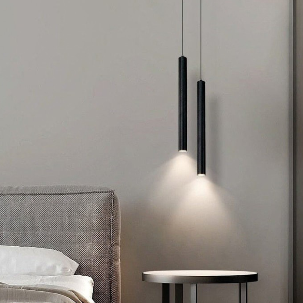 Minimalist LED Cylinder Pendant Light - Slim Vertical Tube Hanging Lamp