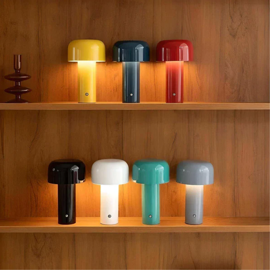 Mushroom Table Lamp Rechargeable LED with Adjustable Brightness - Mid Century