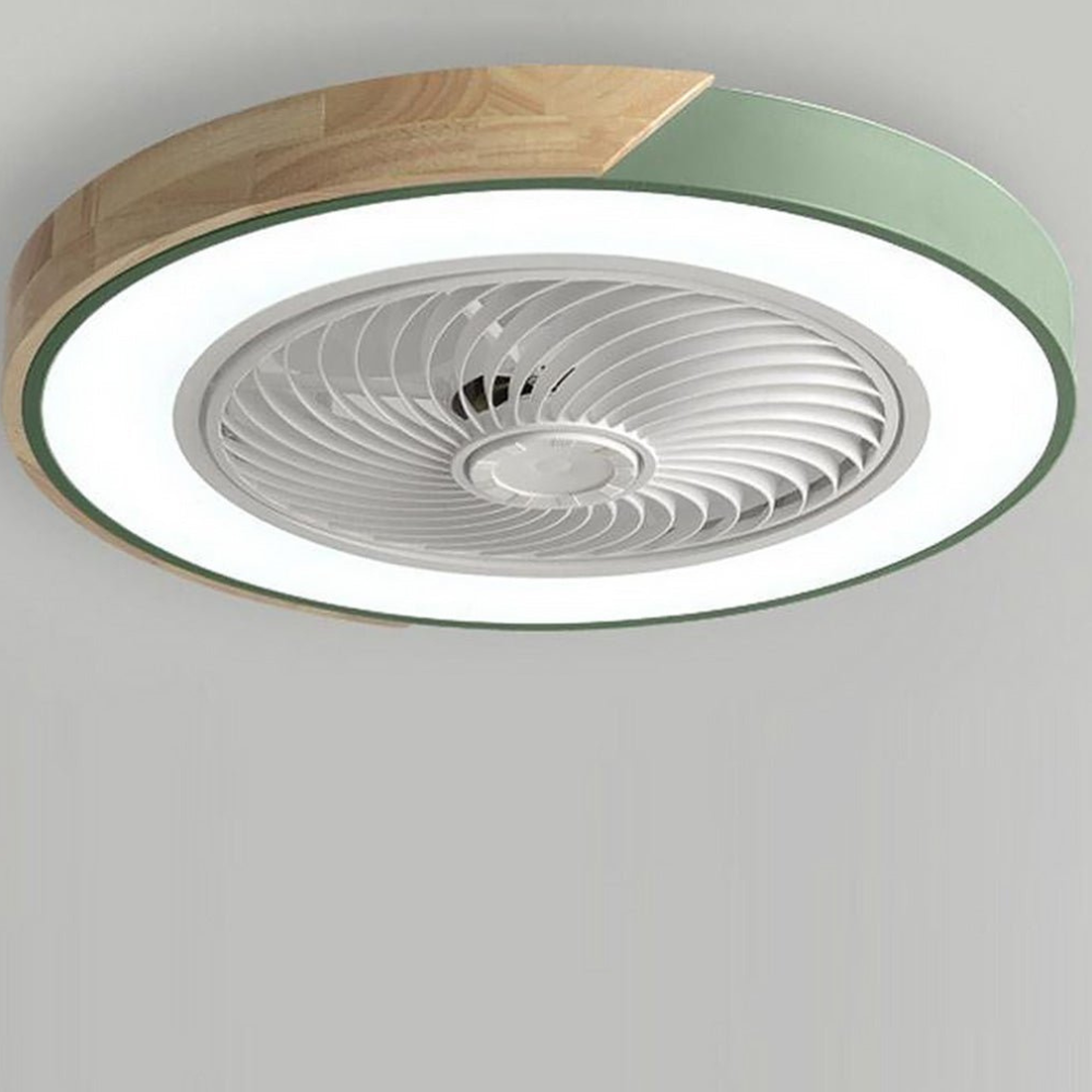 Flush Mount Ceiling Fan with Light and Wood Accents - Scandinavian Style