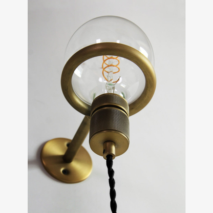 Architectural Circular Wall Light Bracket - Minimalist Industrial Braided Cord Lamp