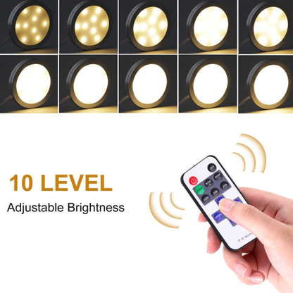 LED Puck Lights with Wireless Remote and Dimmer - 120 Degree Wide Beam