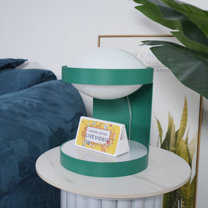 C-Shape Table Light with Frosted Glass Globe - Modern Bauhaus Green