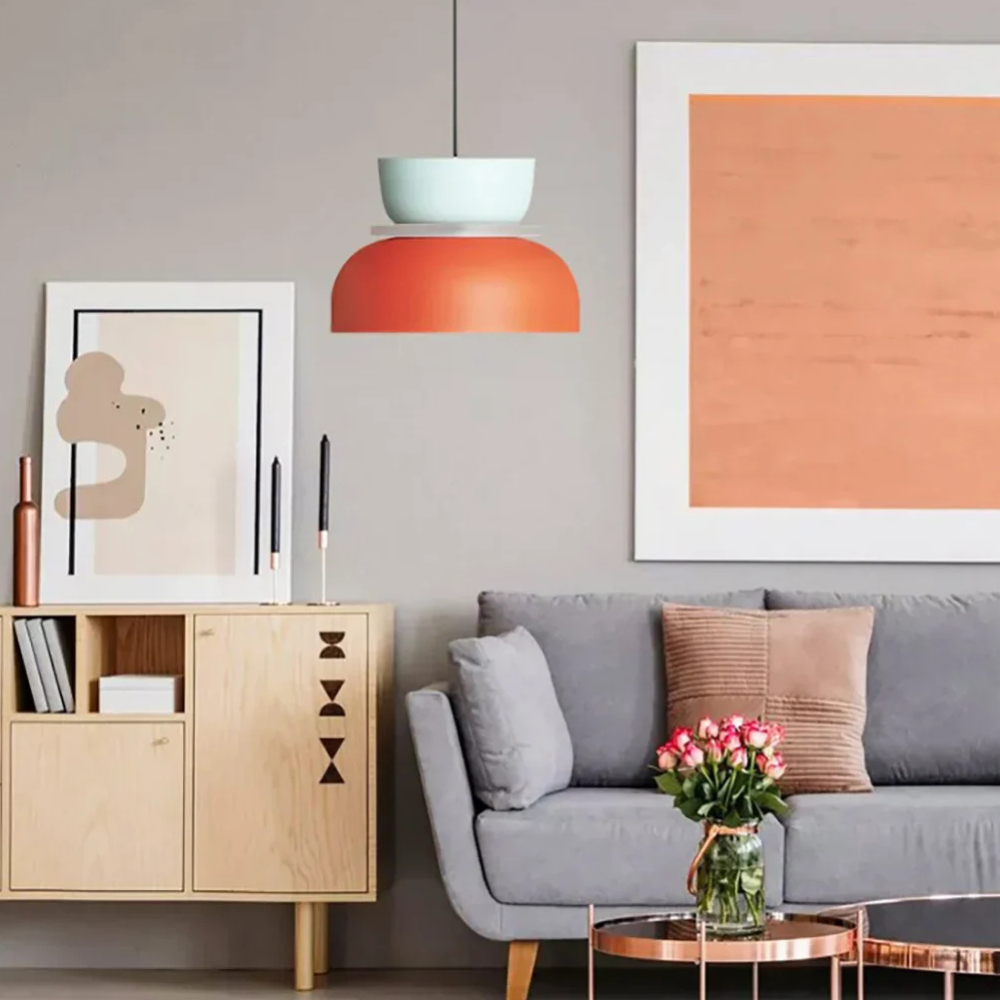 Stacked Bowl Hanging Lamp with Matte Finish - Nordic Geometric Style