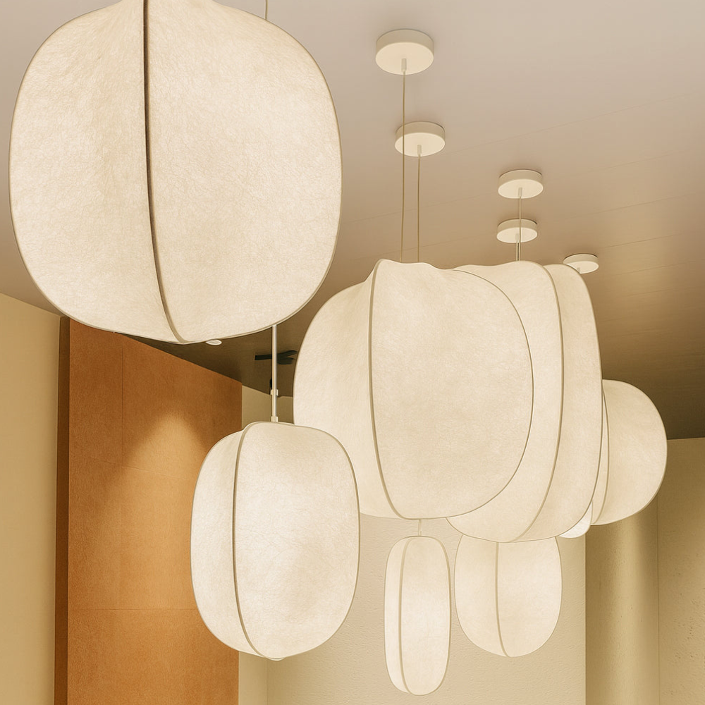 Modern Wabi-Sabi Fiber Pendant Light - Minimalist Cloud-Inspired Hanging Lamp
