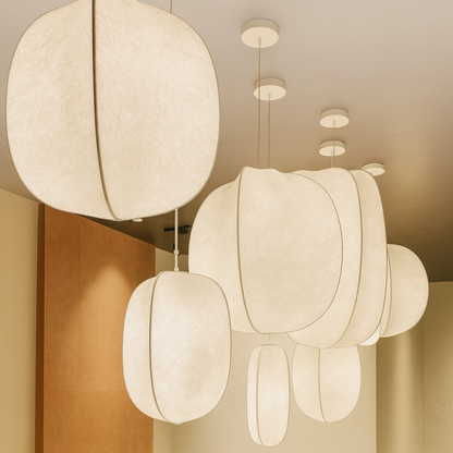 Modern Wabi-Sabi Fiber Pendant Light - Minimalist Cloud-Inspired Hanging Lamp