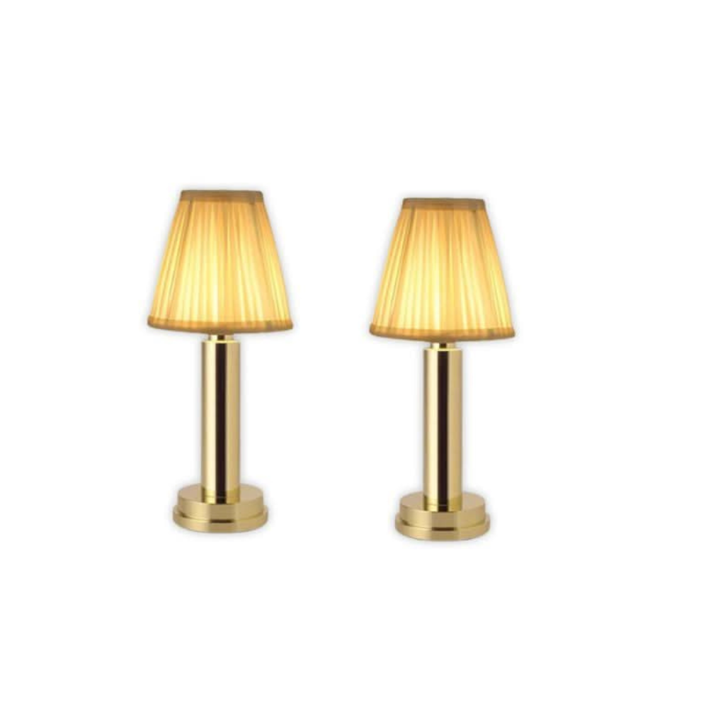 Rechargeable Cordless Table Lamp with Pleated Shade - Portable Touch Dimming Light