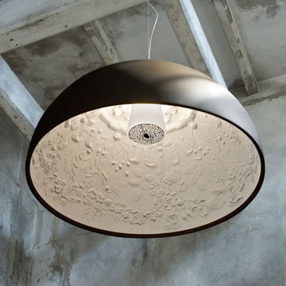 Modern Floral Relief Dome Pendant Light - Sculptural Garden Interior Pendant Lights