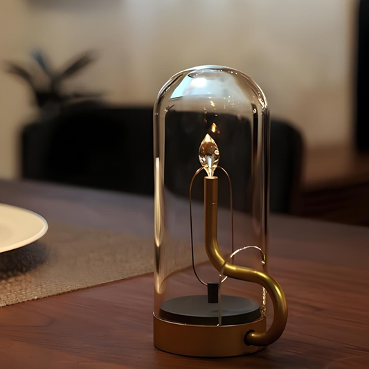 Rechargeable Glass Cylinder Accent Lamp - Mid Century Battery Light