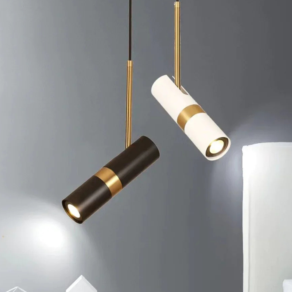 Adjustable Directional Hanging Lamp with Metallic Band - Modern Minimalist