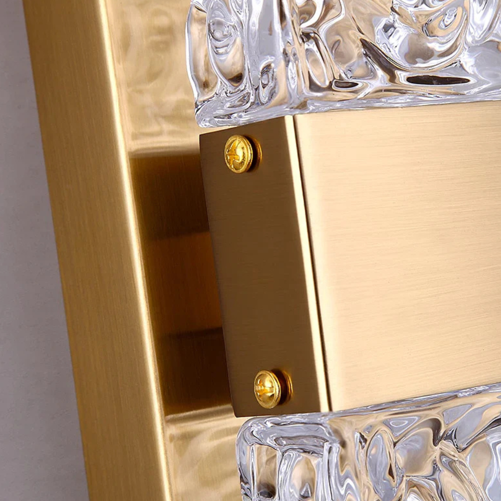 Art Deco Ripple Glass Wall Sconce - Dual Ice Crystal Block Light
