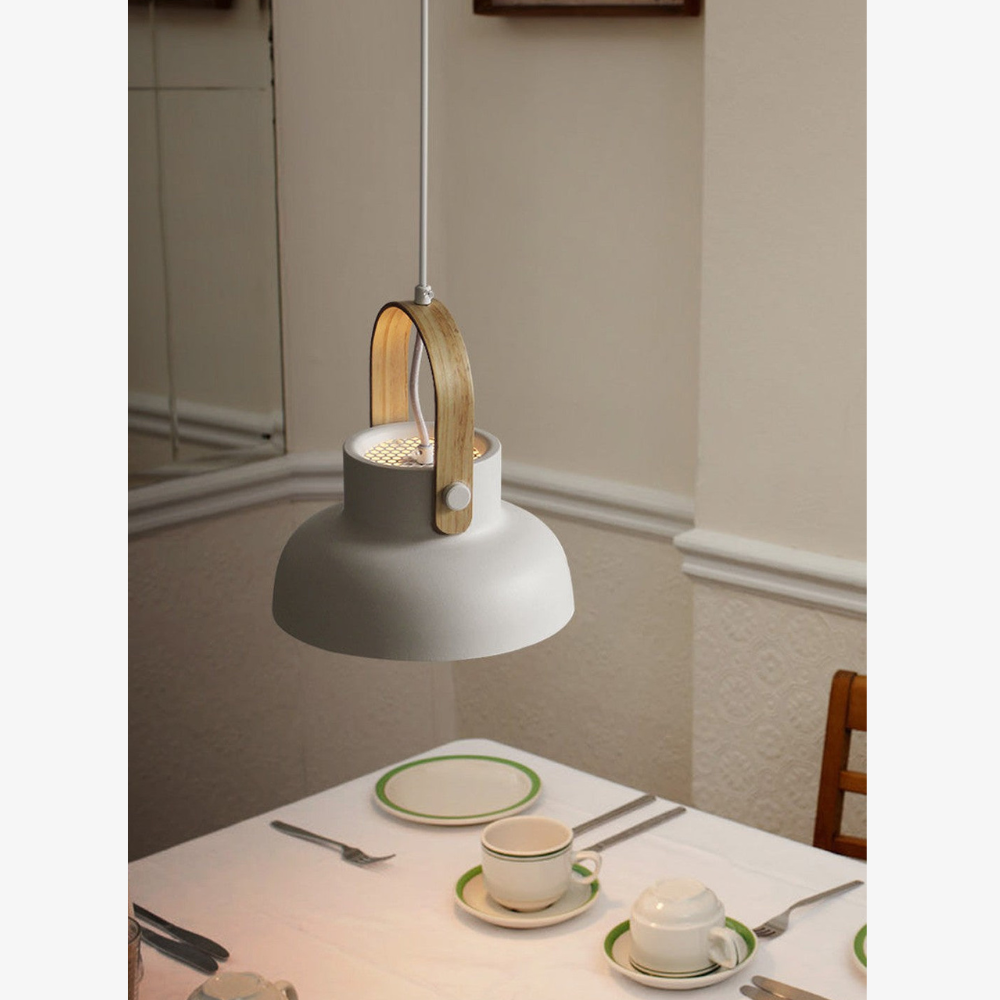 Modern Wood-Toned Handle Pendant Light - Nordic Tapered Pendant Lights
