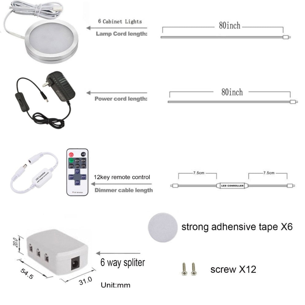 LED Puck Lights with Wireless Remote and Dimmer - 120 Degree Wide Beam