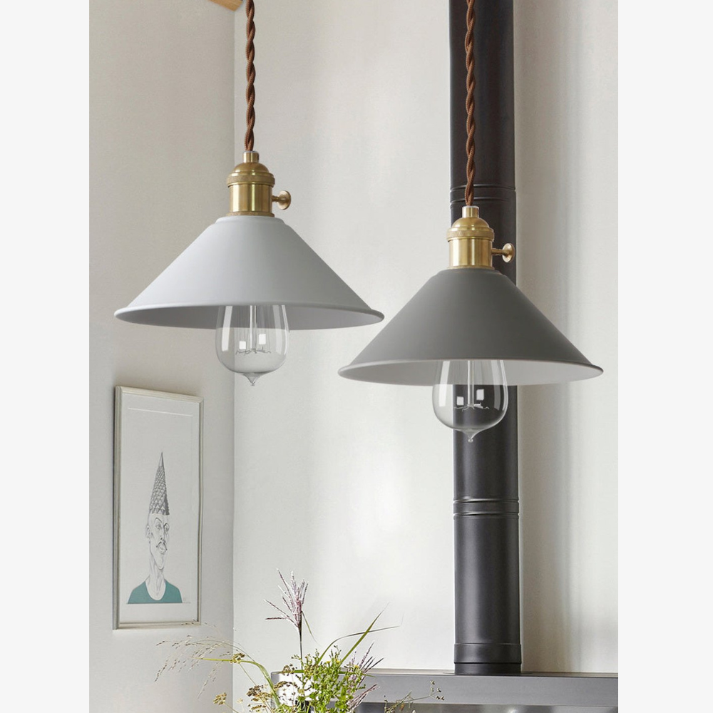 Modern Brass-Neck Cone Pendant Light - Vibrant Matte Industrial Pendant Lights