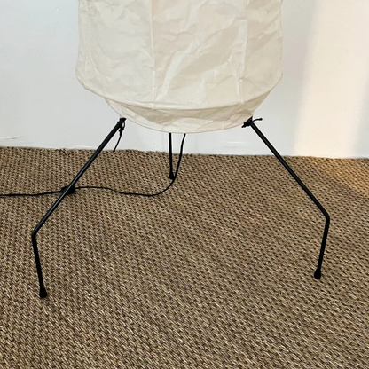 Floor Lamp with Stacked Mulberry Paper Lantern Column and Iron Wire Legs
