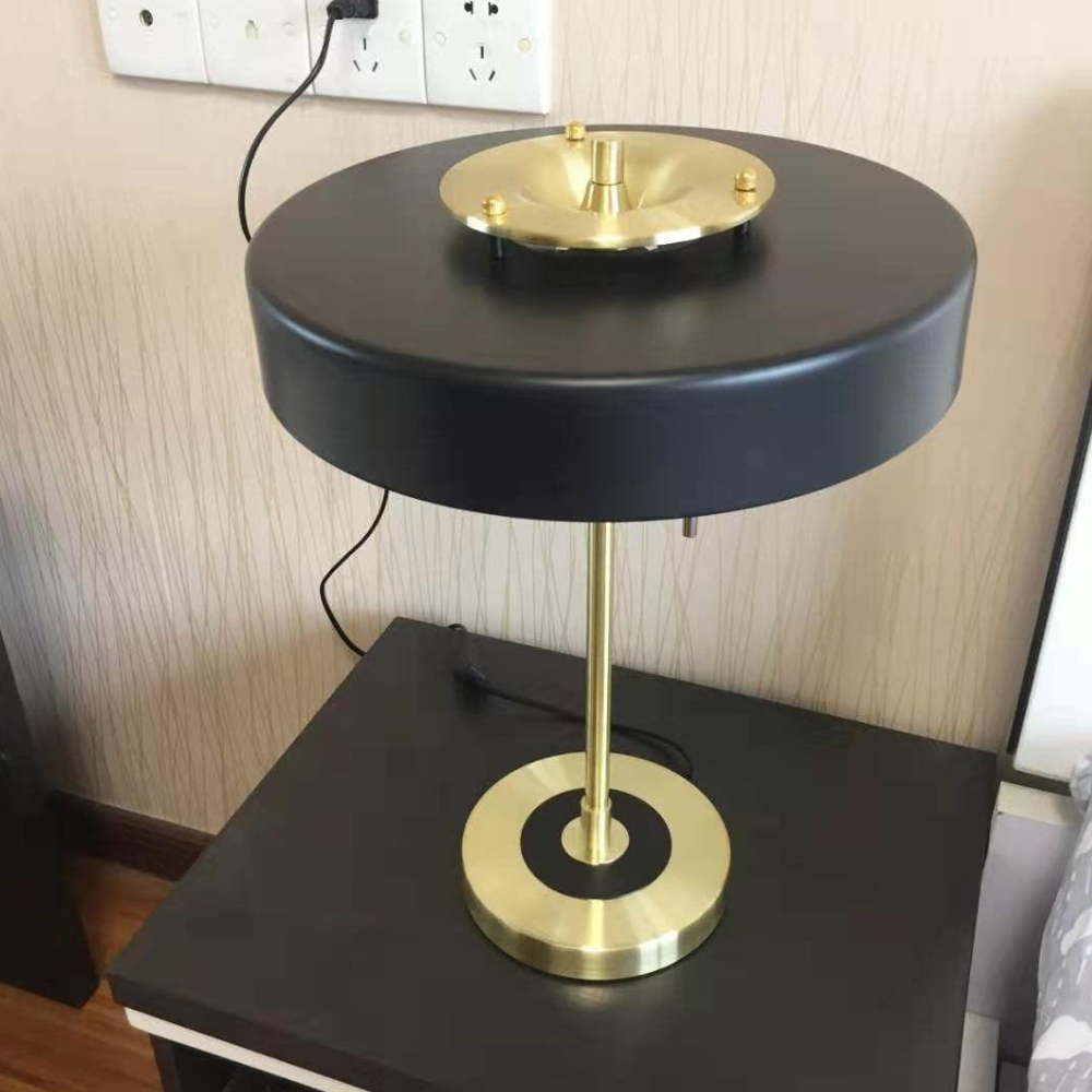 Spun Metal Table Lamp with Pull Chain and Acrylic Diffuser - Industrial