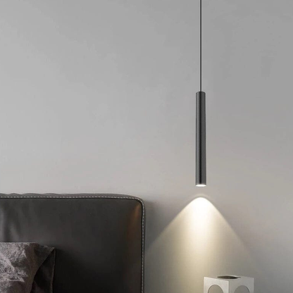 Minimalist LED Cylinder Pendant Light - Slim Vertical Tube Hanging Lamp
