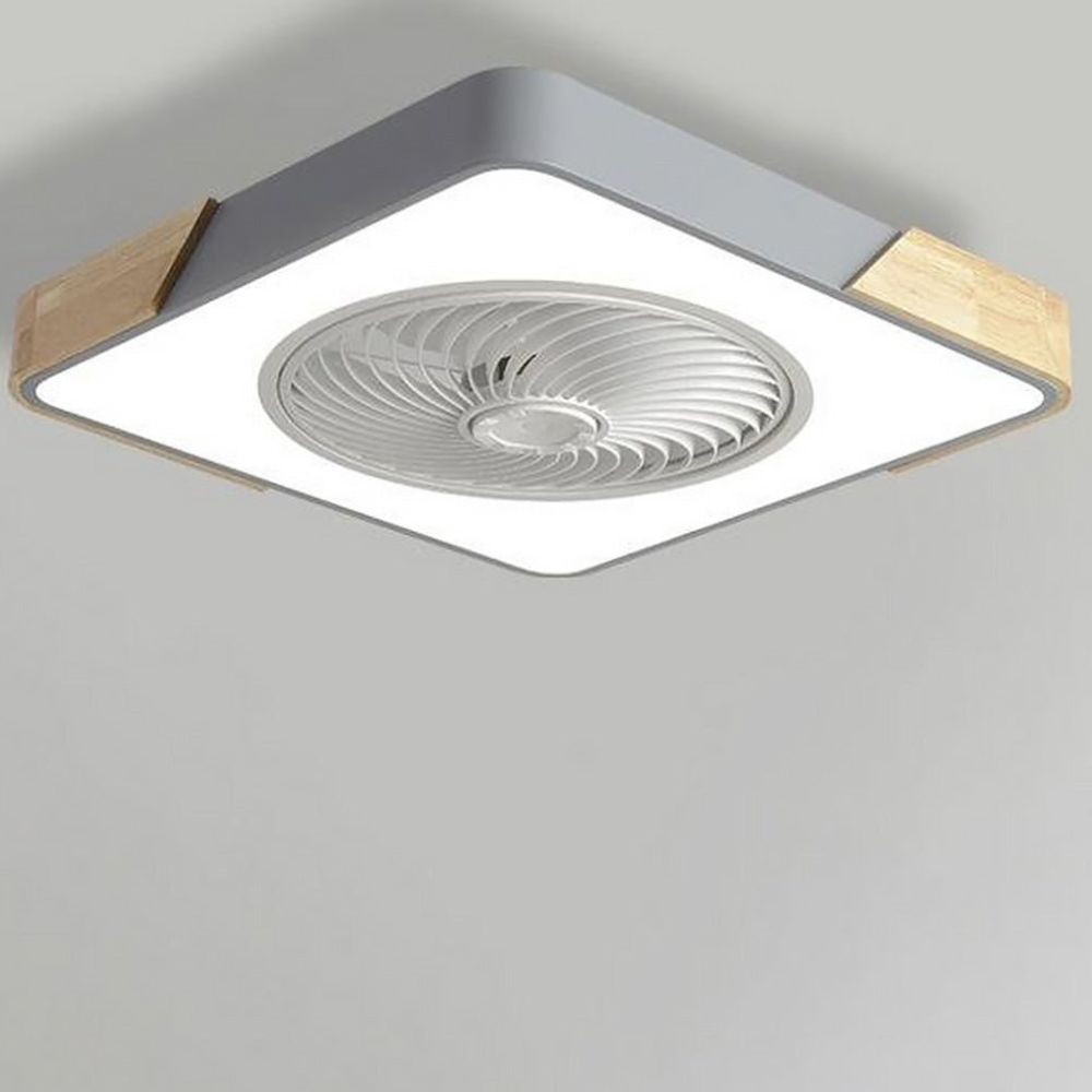 Flush Mount Ceiling Fan with Light and Wood Accents - Scandinavian Style