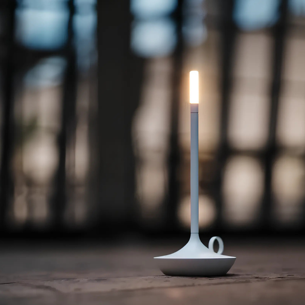 Rechargeable Battery Candlestick Desk Lamp – Brushed Aluminum Tapered Nightlight