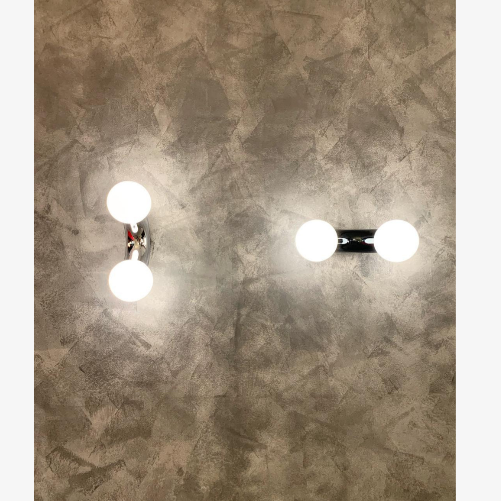 Modern Double Globe Arc Wall Sconce - Playful C-Shaped Orbital Light