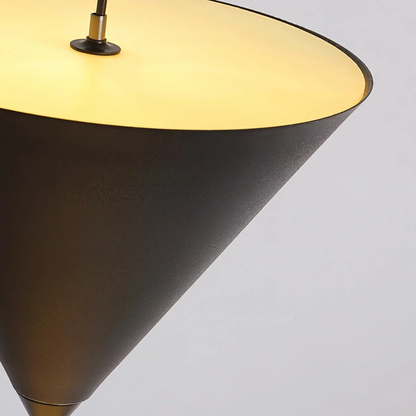 Adjustable Floor Lamp with Floor-to-Ceiling Cable and Geometric Cones - High Modern