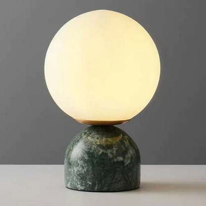Mid-Century Modern Marble Table Lamp - Round Glass Globe Bedside Light