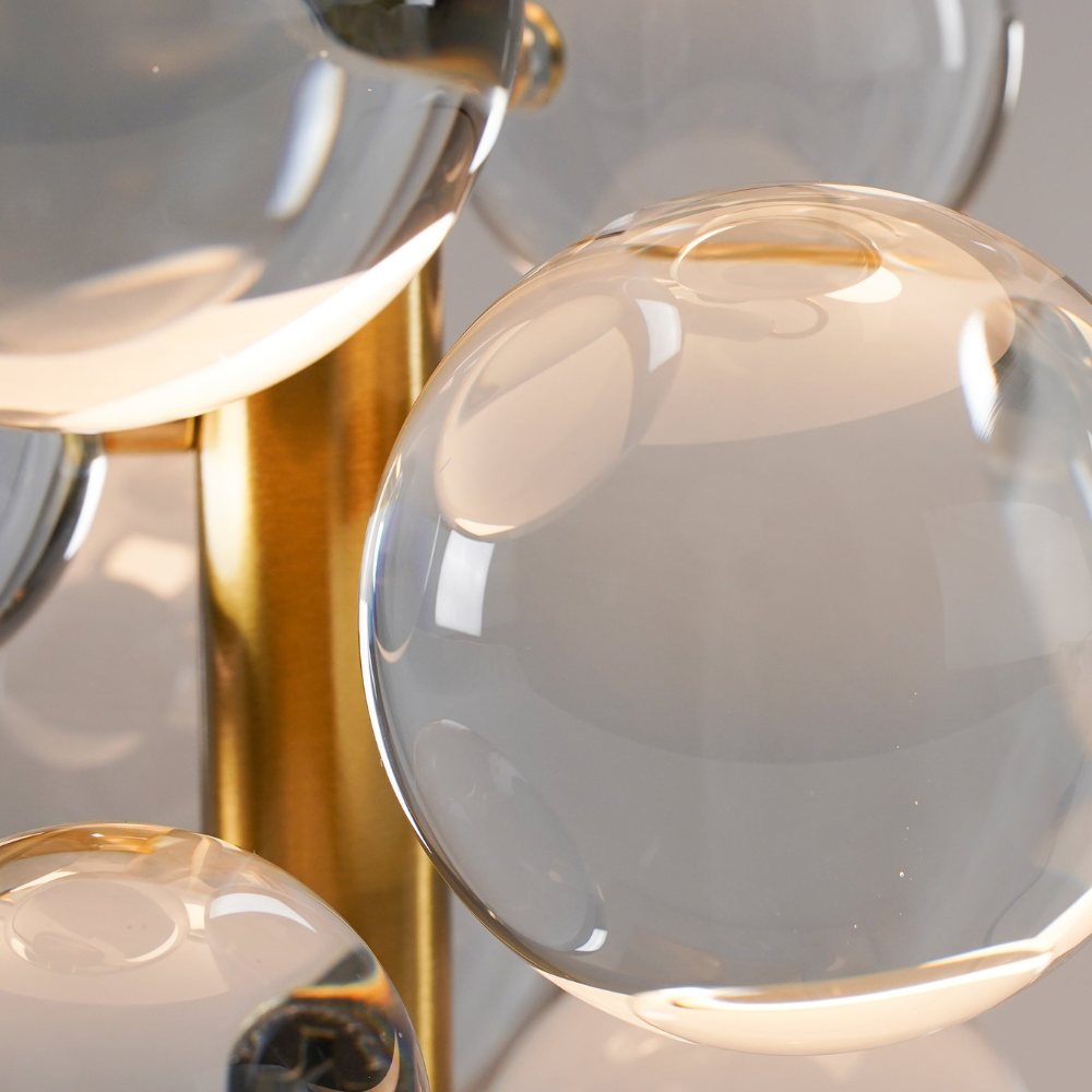 Sculptural Glass Cluster Accent Lamp with Marble Base - Art Deco Metallic Sconce