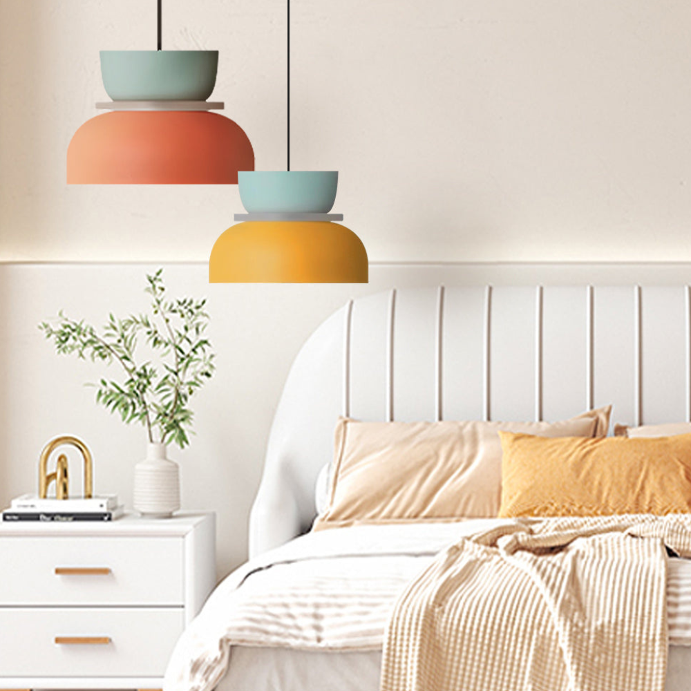 Stacked Bowl Hanging Lamp with Matte Finish - Nordic Geometric Style