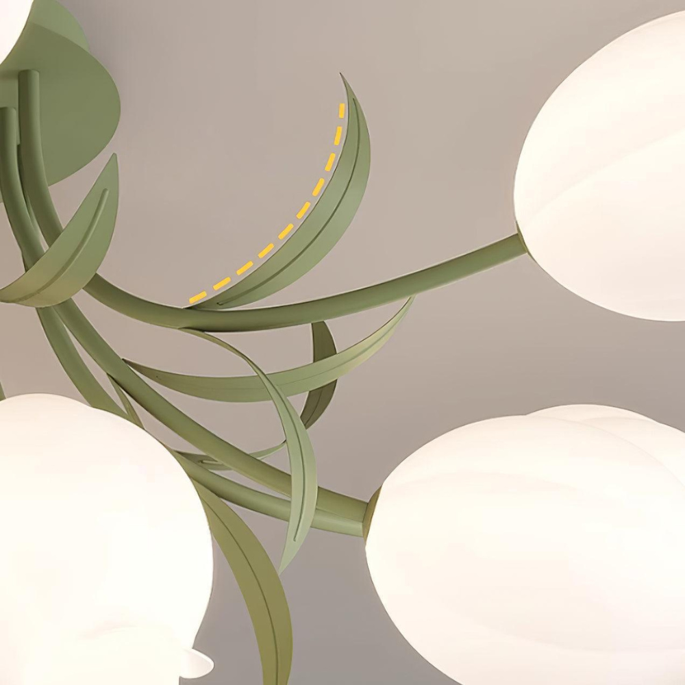 Multi Head Floral Ceiling Fixture with Acrylic Shades - Modern Farmhouse