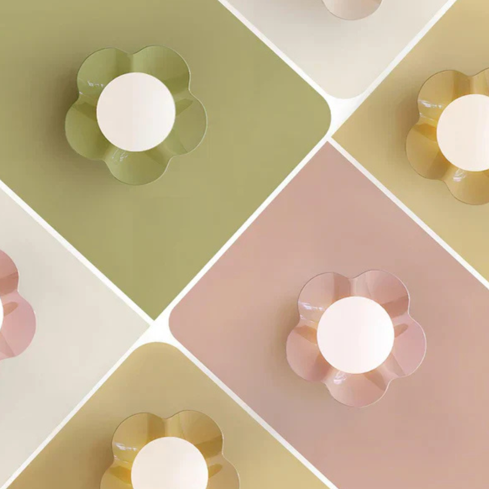 Wall Sconce with Flower Petal Metal Base - Modern Danish Pastel