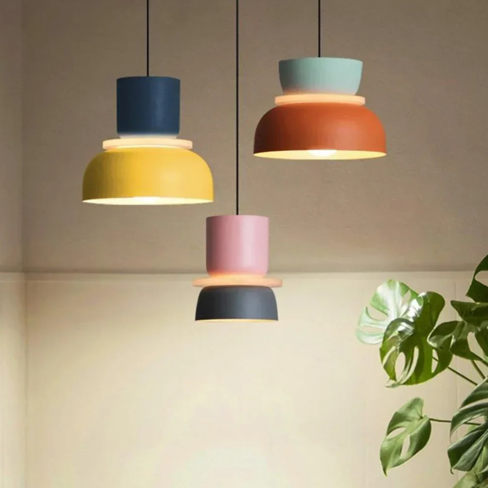Stacked Bowl Hanging Lamp with Matte Finish - Nordic Geometric Style