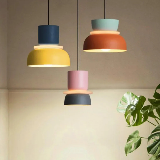 Stacked Bowl Hanging Lamp with Matte Finish - Nordic Geometric Style