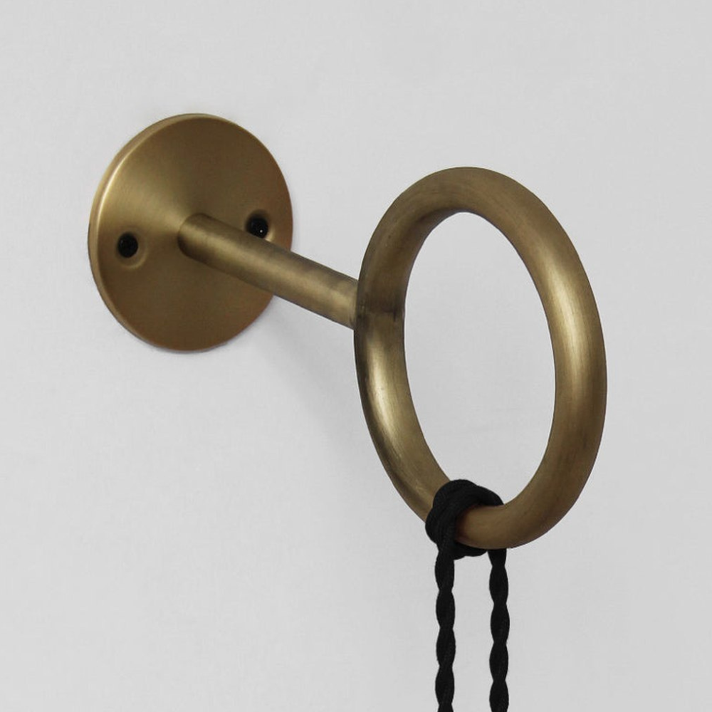 Architectural Circular Wall Light Bracket - Minimalist Industrial Braided Cord Lamp