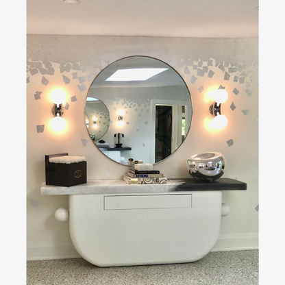 Modern Double Globe Arc Wall Sconce - Playful C-Shaped Orbital Light