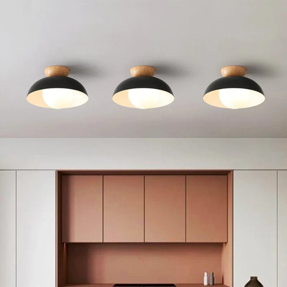 Flush Mount Ceiling Light with Nested Dome - Modern Mid Century Metal