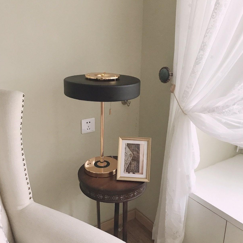 Spun Metal Table Lamp with Pull Chain and Acrylic Diffuser - Industrial