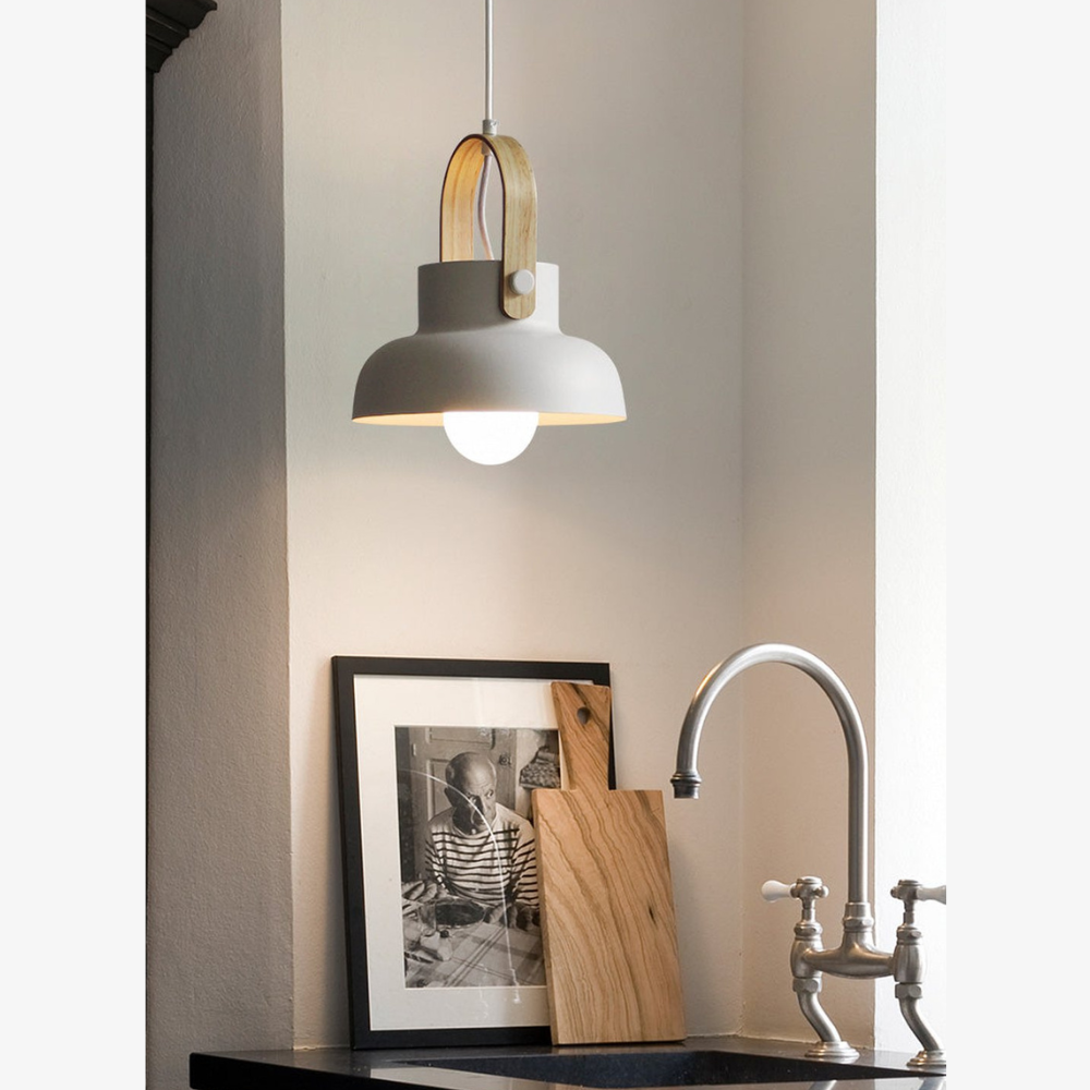 Modern Wood-Toned Handle Pendant Light - Nordic Tapered Pendant Lights