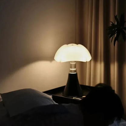Mushroom Table Lamp with Four Lobe Shade - Mid Century Modern Style