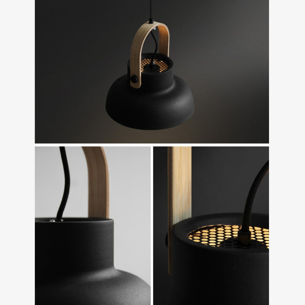Modern Wood-Toned Handle Pendant Light - Nordic Tapered Pendant Lights