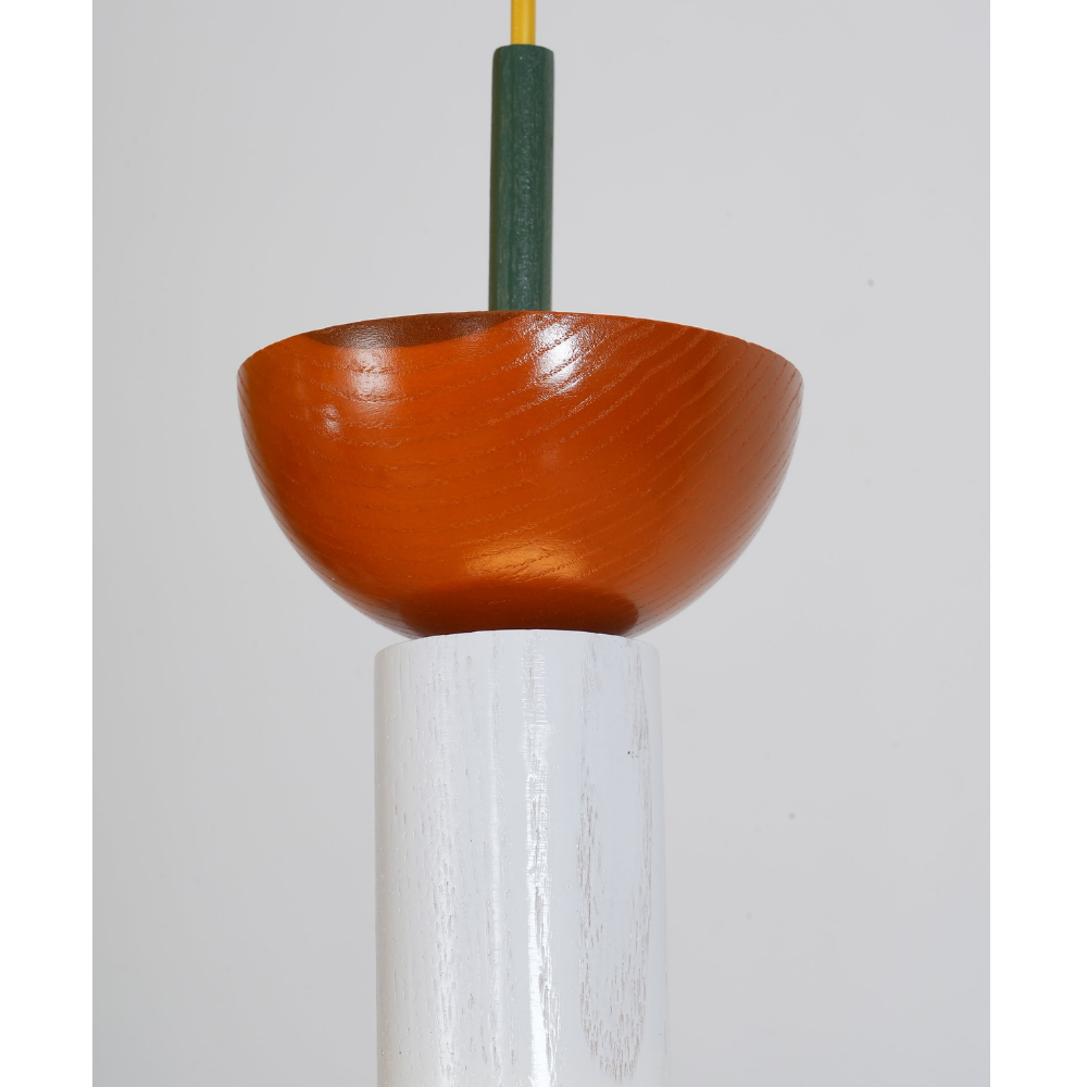 Nordic Geometric Wood Pendant Light - Modern Hand-Turned Orbital Hanging Lamp