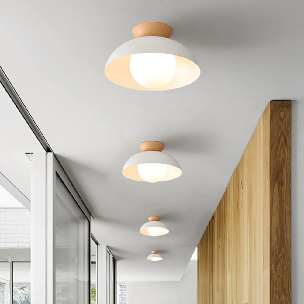 Flush Mount Ceiling Light with Nested Dome - Modern Mid Century Metal
