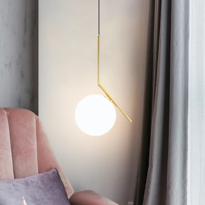 Frosted Glass Orb Hanging Lamp with Minimalist Frame - Multiple Shapes