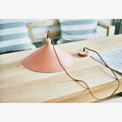 Modern Calf Leather Cone Pendant Light - Hand-Stitched Artisanal Hanging Lamp
