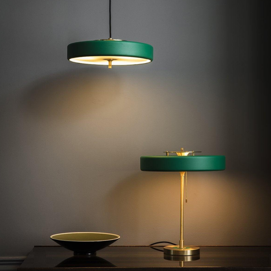 Spun Metal Table Lamp with Pull Chain and Acrylic Diffuser - Industrial