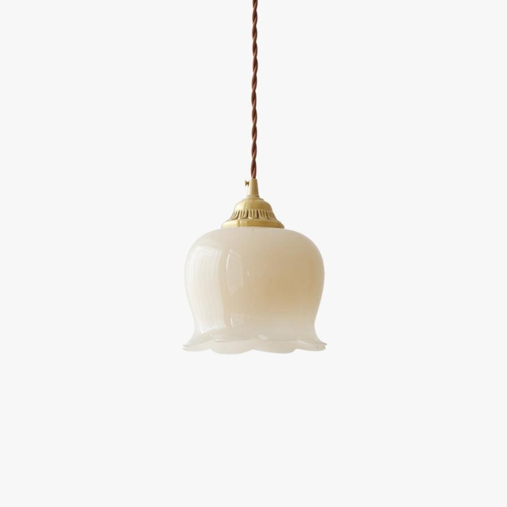 Floral Resin Hanging Lamp with Brass Hardware - Vintage Inspired