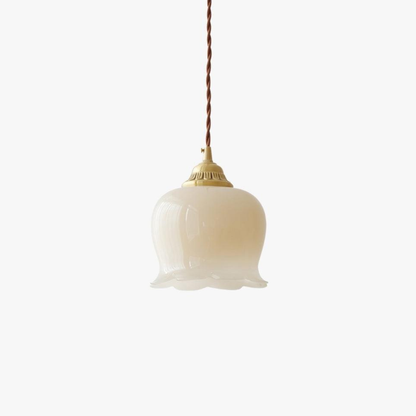 Floral Resin Hanging Lamp with Brass Hardware - Vintage Inspired