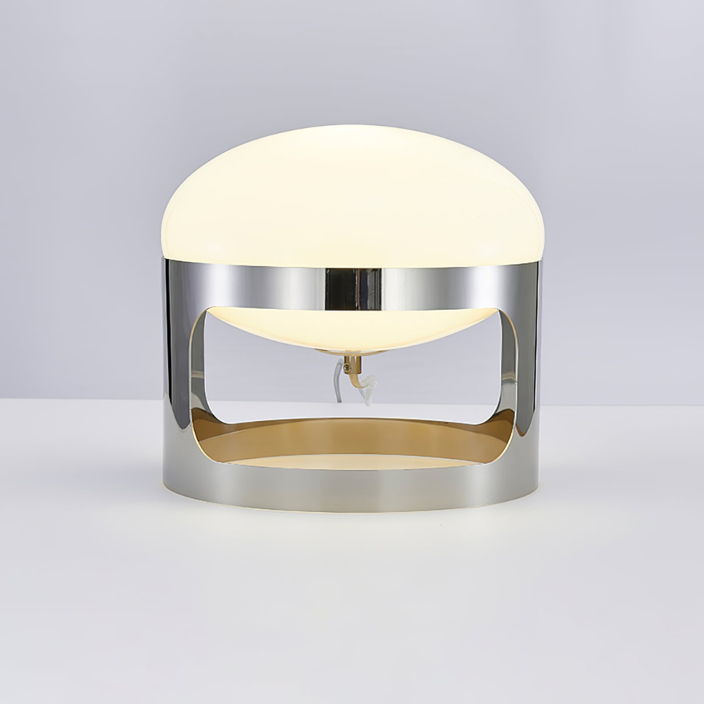 Glass Orb Table Lamp with Chrome Metal Base - Mid Century Modern