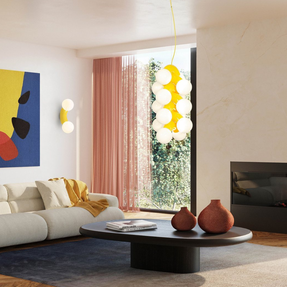 Modern Double Globe Arc Wall Sconce - Playful C-Shaped Orbital Light